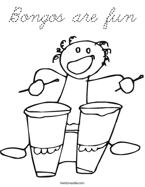 Bongos with Bongo Player Coloring Page