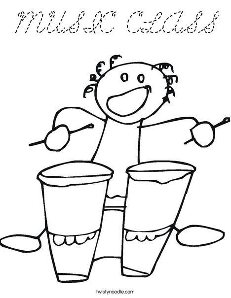 Bongos with Bongo Player Coloring Page