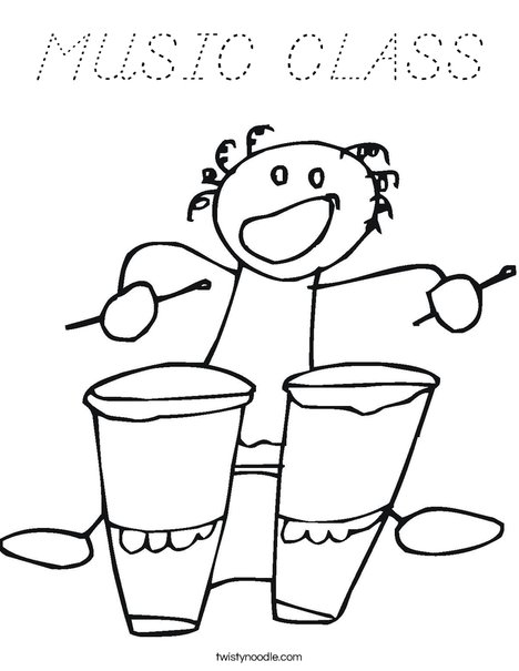 Bongos with Bongo Player Coloring Page