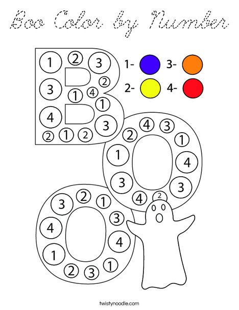 Boo Color by Number Coloring Page