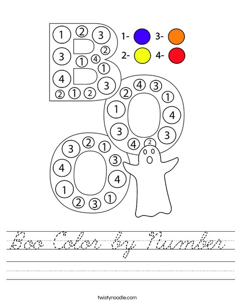 Boo Color by Number Worksheet