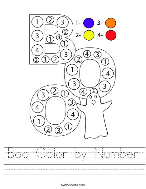 Boo Color by Number Worksheet