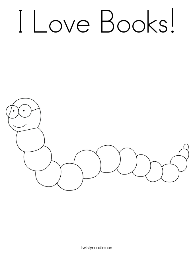 I Love Books! Coloring Page