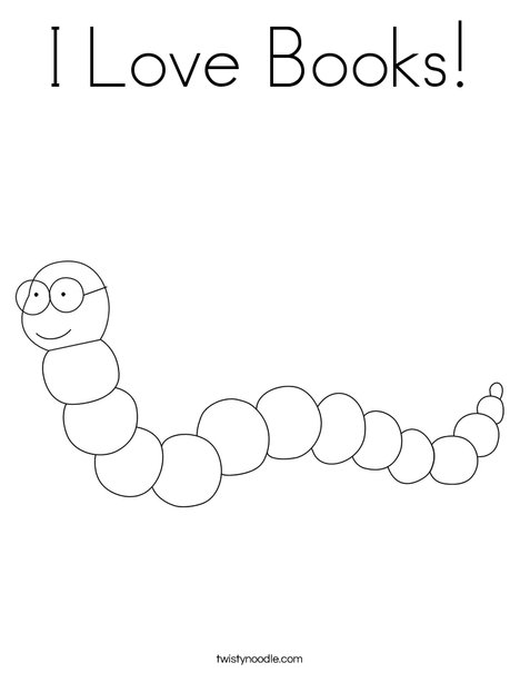 Book Loving Worm Coloring Page