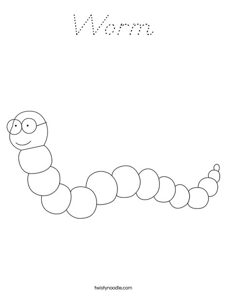 Book Loving Worm Coloring Page