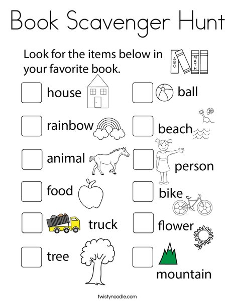 Book Scavenger Hunt Coloring Page