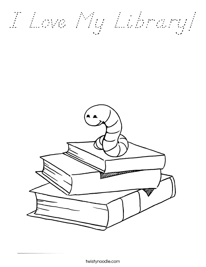 I Love My Library! Coloring Page