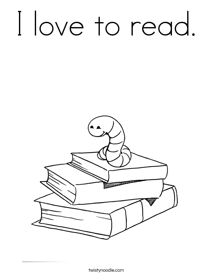 I love to read. Coloring Page