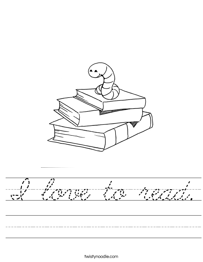 I love to read. Worksheet