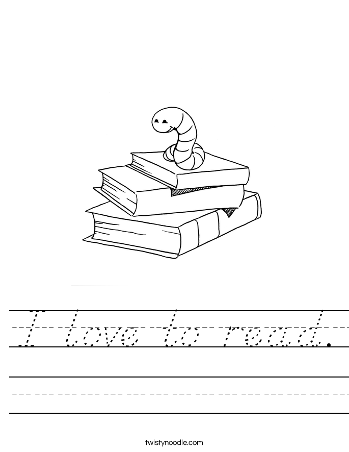 I love to read. Worksheet