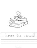 I love to read! Worksheet