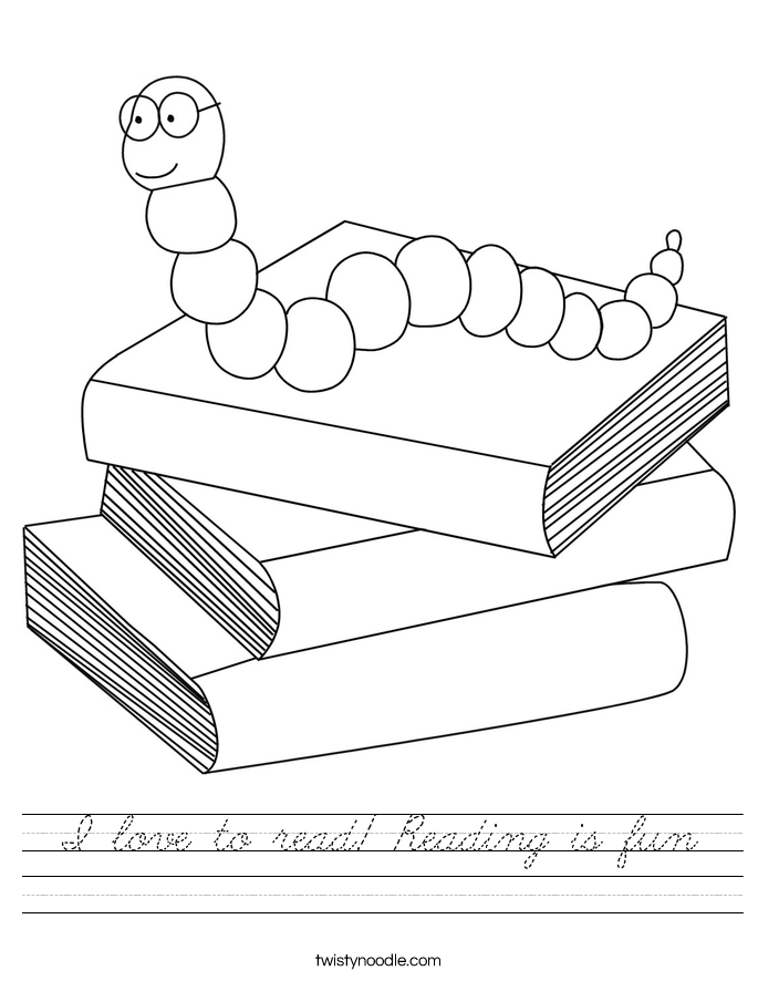 I love to read! Reading is fun Worksheet