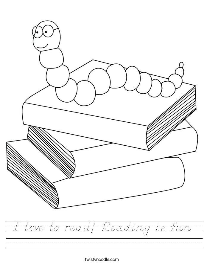 I love to read! Reading is fun Worksheet