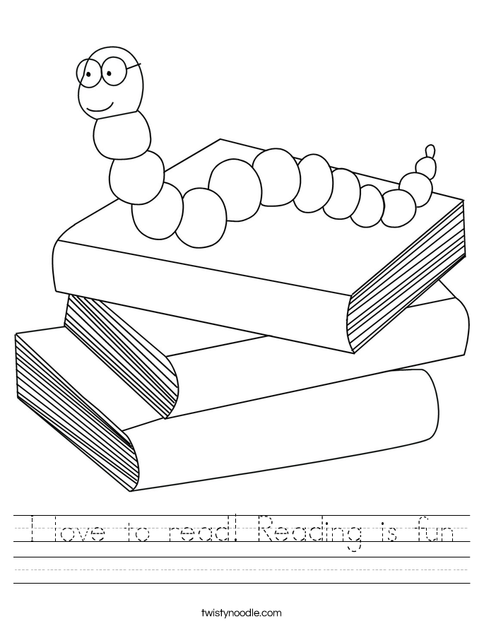 I love to read! Reading is fun Worksheet