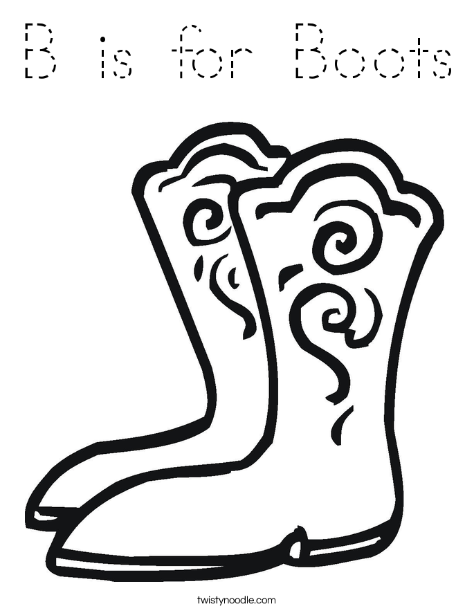 B is for Boots Coloring Page