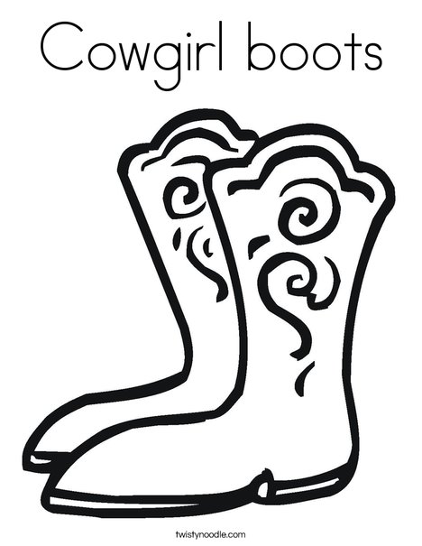 Cowgirl Boots Coloring Page Twisty Noodle