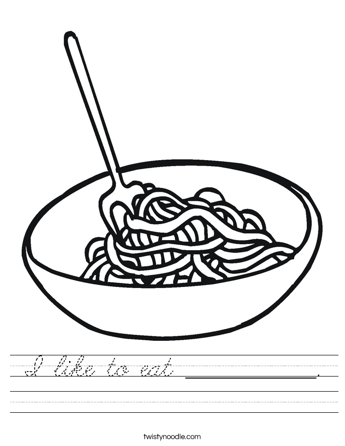 I like to eat _____________. Worksheet