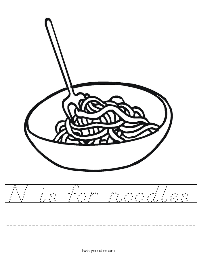 N is for noodles Worksheet