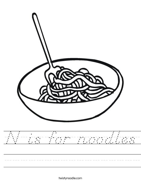 N is for noodles Worksheet D #39 Nealian Twisty Noodle N is for noodles Worksheet D #39 Nealian Twisty Noodle