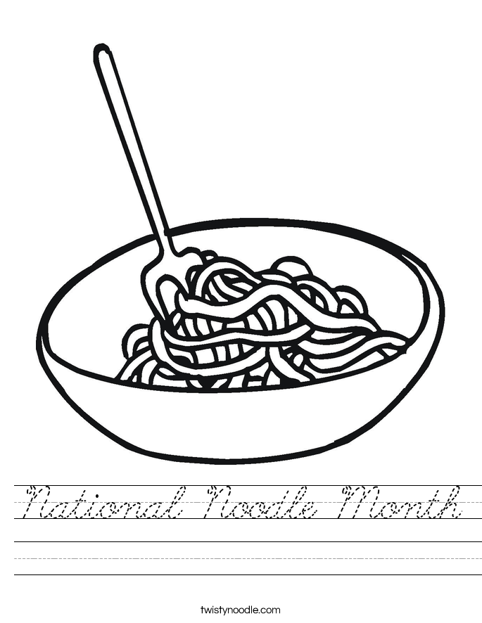 National Noodle Month Worksheet