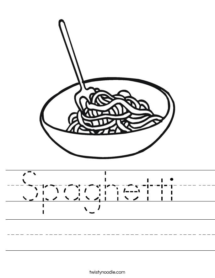 Spaghetti Worksheet Twisty Noodle