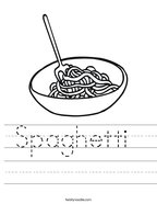 Spaghetti  Handwriting Sheet
