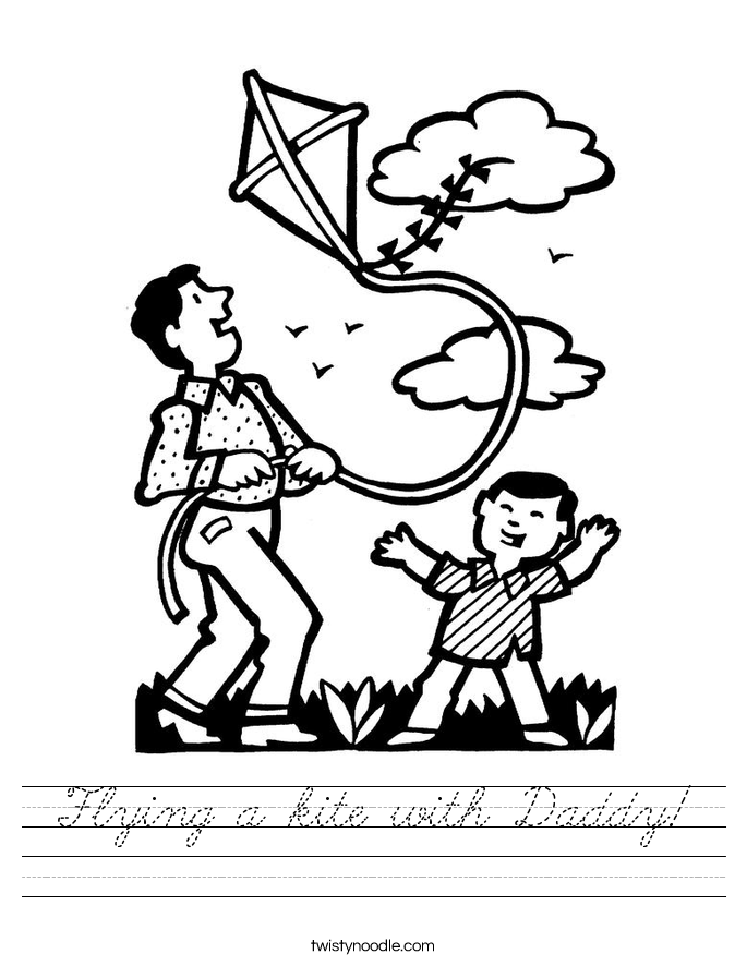 Flying a kite with Daddy! Worksheet