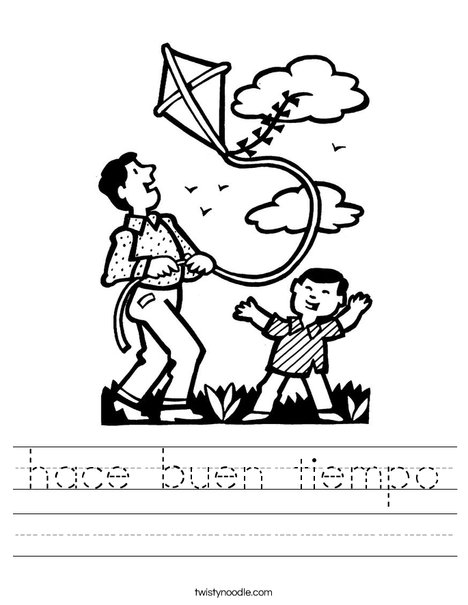Boy and Dad with Kite Worksheet
