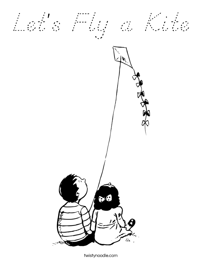 Let's Fly a Kite Coloring Page