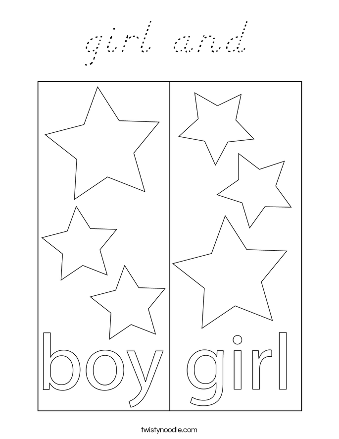 girl and Coloring Page