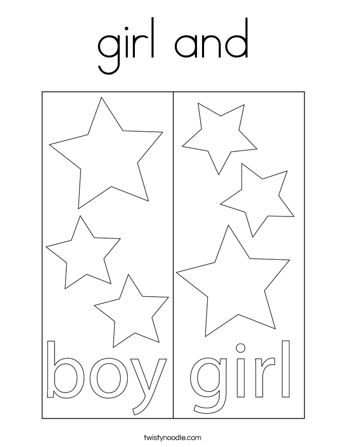 girl and Coloring Page