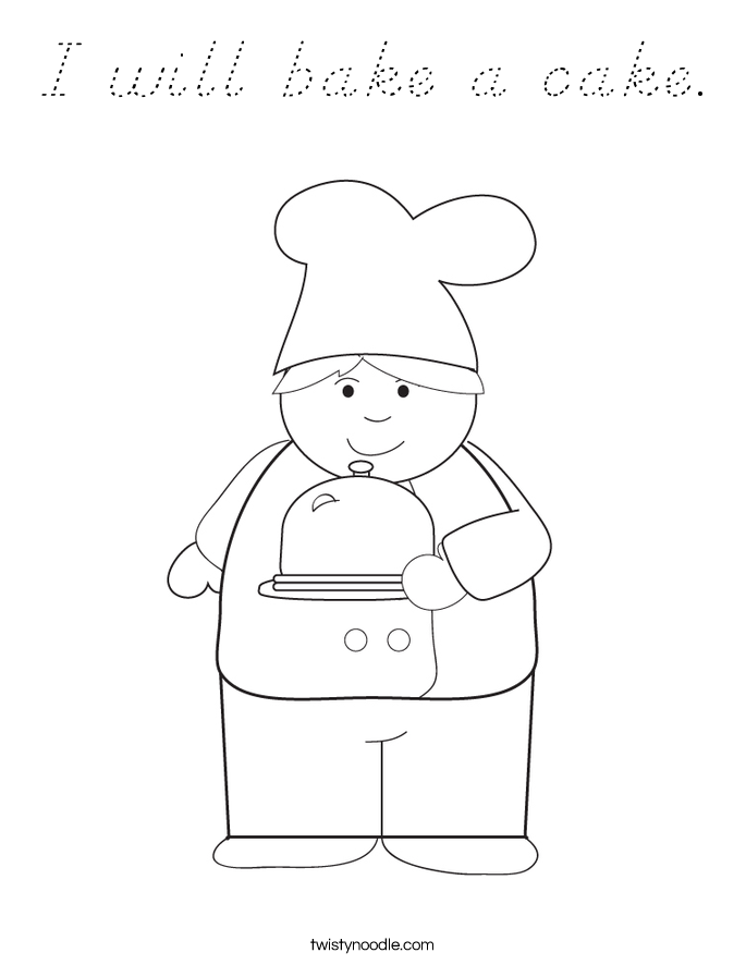 I will bake a cake. Coloring Page