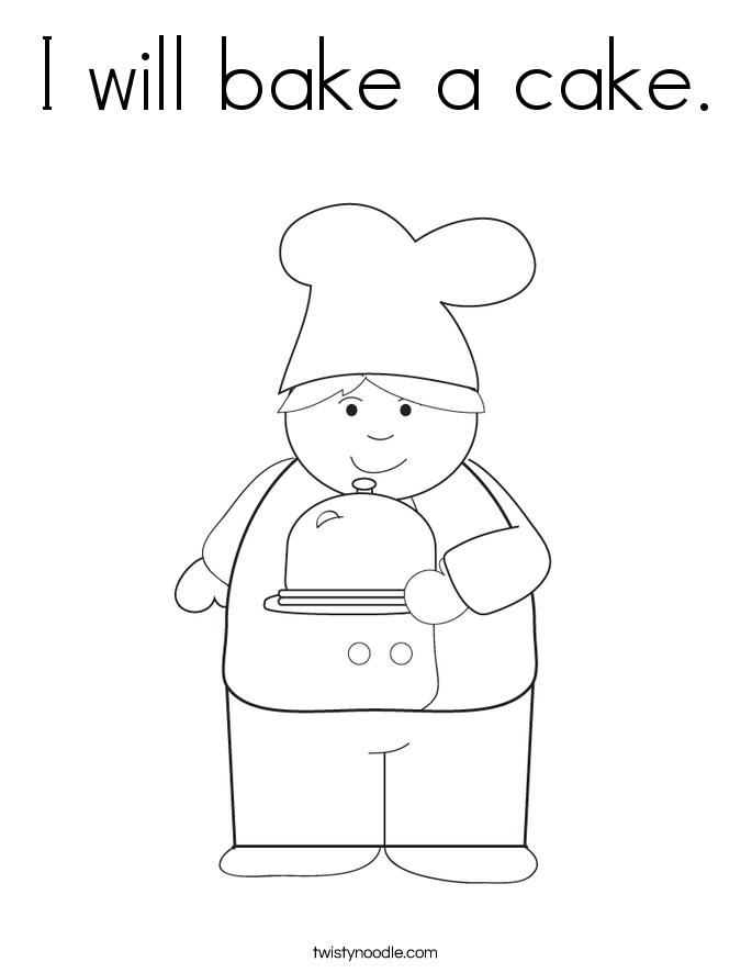 I will bake a cake. Coloring Page