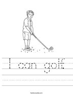 I can golf Handwriting Sheet