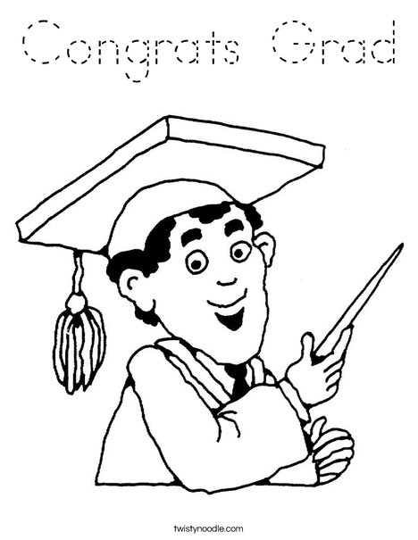 Boy Graduate in Cap and Gown Coloring Page