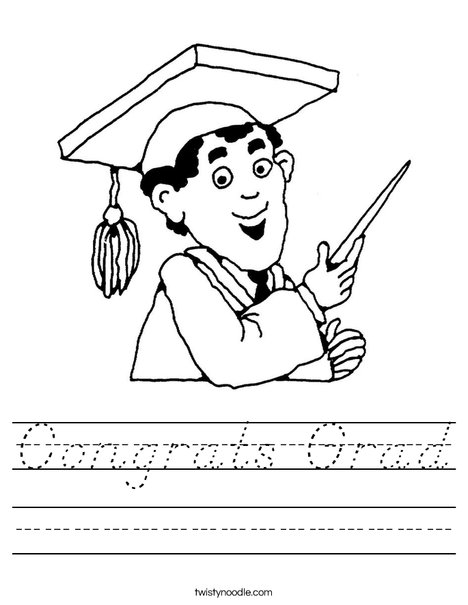 Boy Graduate in Cap and Gown Worksheet