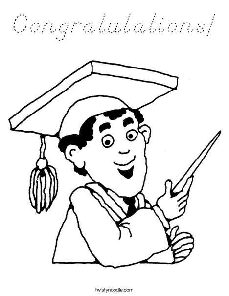 Boy Graduate in Cap and Gown Coloring Page