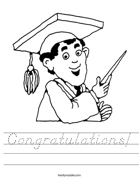 Boy Graduate in Cap and Gown Worksheet