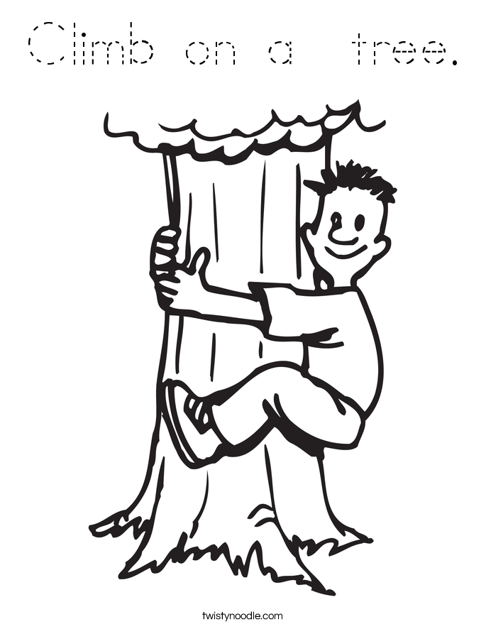 Climb on a  tree. Coloring Page