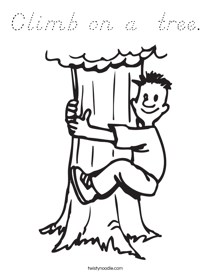 Climb on a  tree. Coloring Page