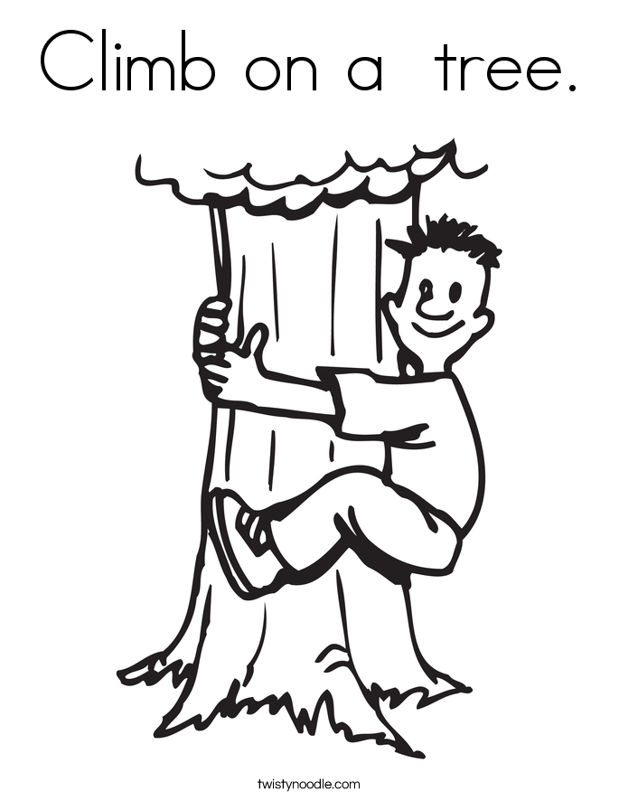 Climb on a  tree. Coloring Page