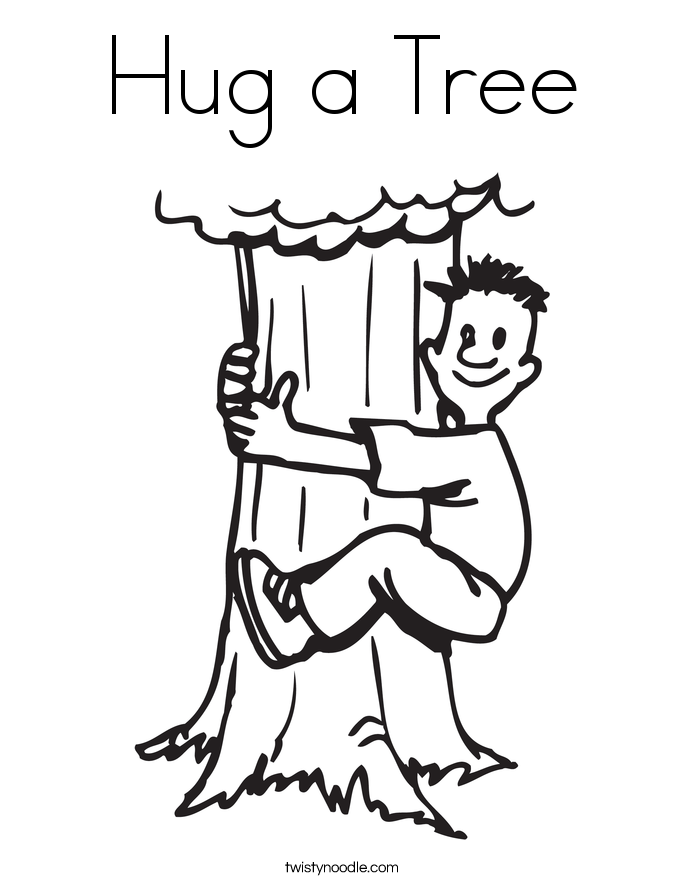 Hug a Tree Coloring Page