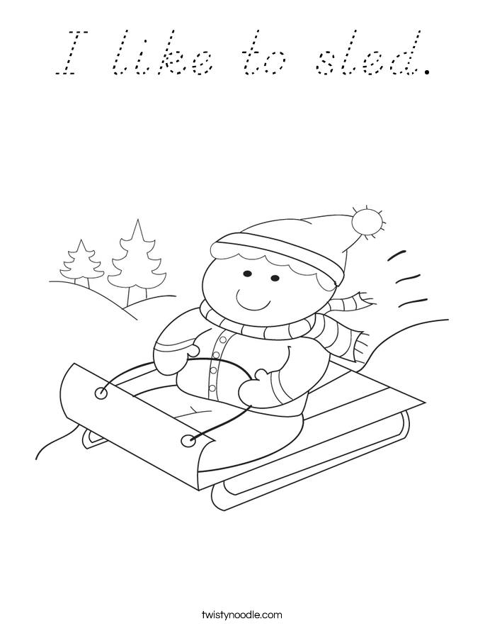 I like to sled. Coloring Page