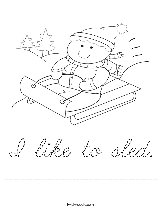 I like to sled. Worksheet