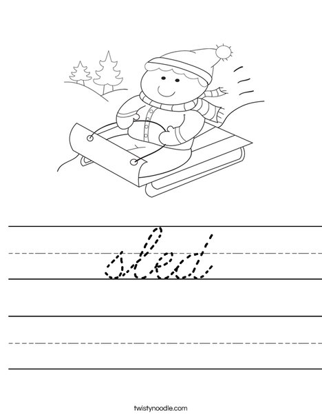 Boy on Sled Worksheet