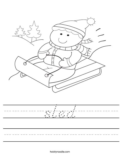 Boy on Sled Worksheet