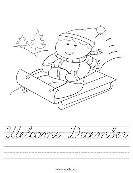 Boy on Sled Worksheet