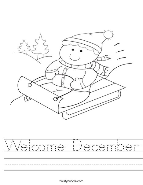 Boy on Sled Worksheet
