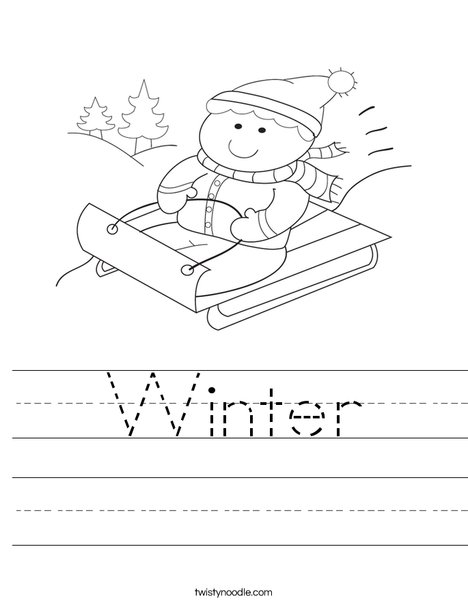 Boy on Sled Worksheet
