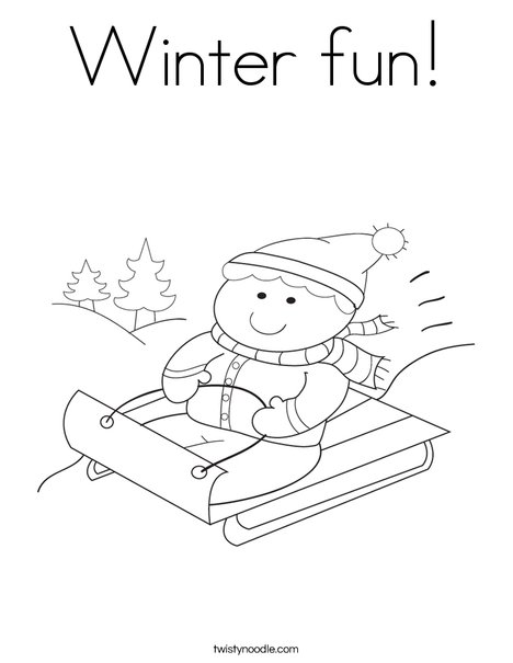 Boy on Sled Coloring Page